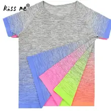 Градиентный цвет, женские топы для йоги, рубашки для йоги, костюм для бега, одежда для тренировок, фитнеса, тренировок, спортивная одежда, футболка с коротким рукавом