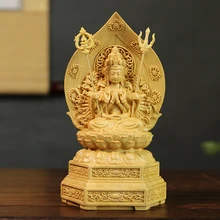 15 см Дерево тысяча рук Guan Yin штучная статуя фэн шуй сидящий Лотос