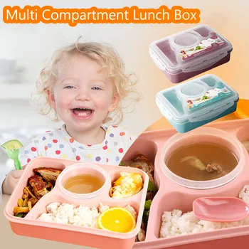 

Lunch Box Microwave Oven Heating Four-lattice Square Student Kids Storage Box Reusable Microwavable Containers Home Lunchbox