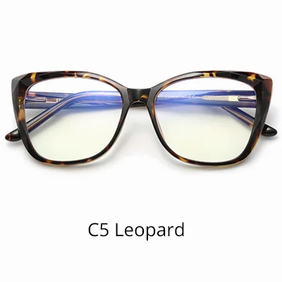 Ralferty, женские прозрачные очки, оправа, синий светильник, женские очки, кошачий глаз, оптические оправы W2001 - Цвет оправы: C5 Leopard