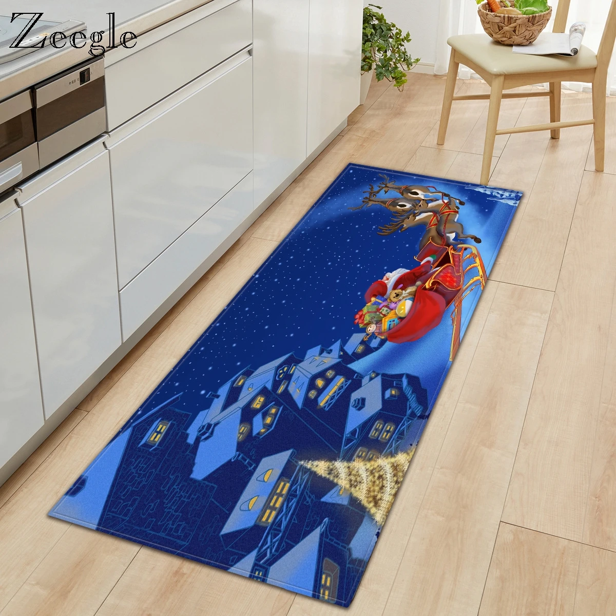Christmas Carpet Kitchen Floor Rug Living Room Carpet Non-slip Bathroom Doormat Shower Mat Absorbent Foot Mat Bedside Carpet Mat