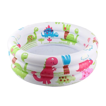 

60cm PVC 3-Ring Round Inflatable Baby Swimming Pool Dinosaur Printed Pump Pool Outdoor Summer Swimming Pool For Kids