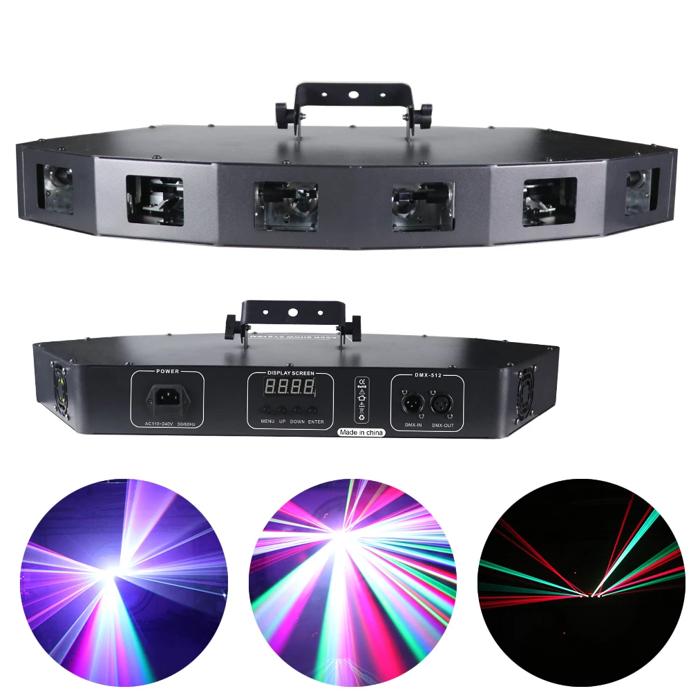 6 Eyes 3NI1 Laser RGB Projector DMX512 Sound Activated Effect Home Party Lights DJ Controller Disco Stage Lighting For KTV Club | Лампы и
