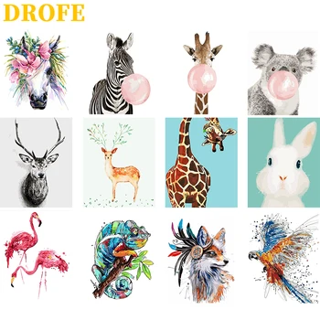 

DROFE 40x50cm Frameless Painting By Numbers Animals On Canvas Pictures By Numbers Home Decoration DIY minimalism Style