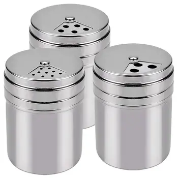 

Seasoning Bottle,3Pcs Spice Bottle Airtight Seasoning Bottle with Top Rotatable Shaker Kitchen Gadget (Silver) (spice jars)