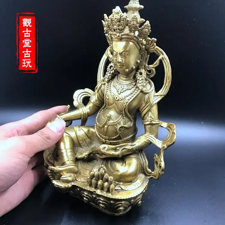 Изысканный античный Чистый медный тибетский Будда Huang Caishen орнамент