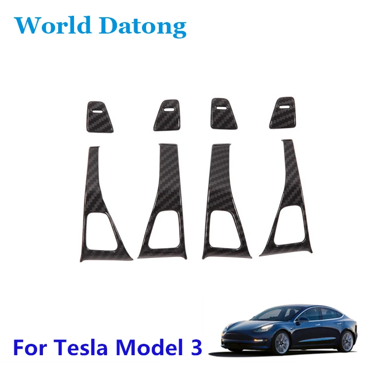 Carbon Fiber Drawing автомобилей Дверной замок ABS Декоративные патч 8шт / комплект для Tesla