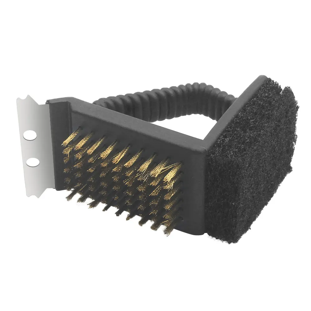 

3 in 1 BBQ Cleaning Brush BBQ Picnic Triple Cleaner Barbecue Grill Oven Washing Brush Kitchen Outdoor Copper Wire Sponge