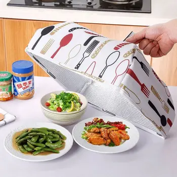 

1pc Food Covers Keep Warm Vegetable Cover Foldable Aluminum Foil Cover Dishes Insulation Kitchen Food Cover Nets Df