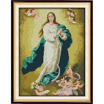 

Everlasting Love Virgin Mary Chinese Cross Stitch Kits Ecological Cotton Stamped Printed 14 11CT DIY Wedding Decoration For Home