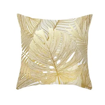 

Gold Bronzing Pillow Case Luxury Plant Polyester Pillowcases White Bedroom Home Office Decorative Cushion Cover 45x45cm Gift /d