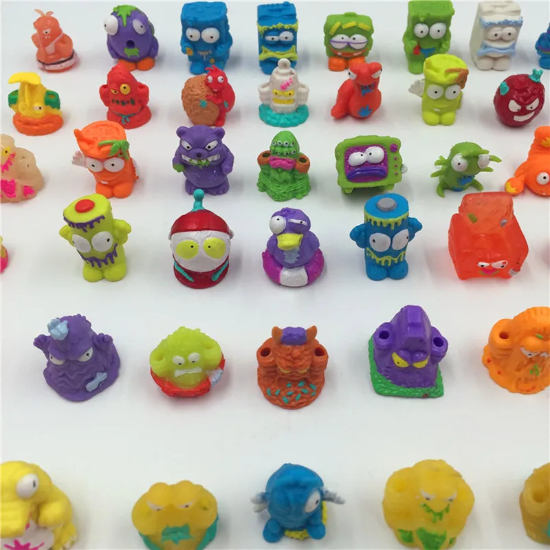 

100pcs/lot Trashs Mini Action Figure Packing Grossery Rotten Bin Monster Gang Squishy slime Toy Cute 3D Collection