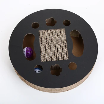

Cat Corrugated Round Scratch Board Toy Mint Bell Pet Funny Interactive Cat Training Toy with Ball Pet Catnip Bed Scratch