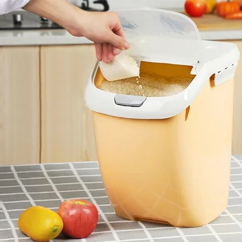 

Nordic Plastic Cereal Dispenser Storage Box Kitchen Food Rice Grain Container Organizer Grain Storage Cans Container Jars