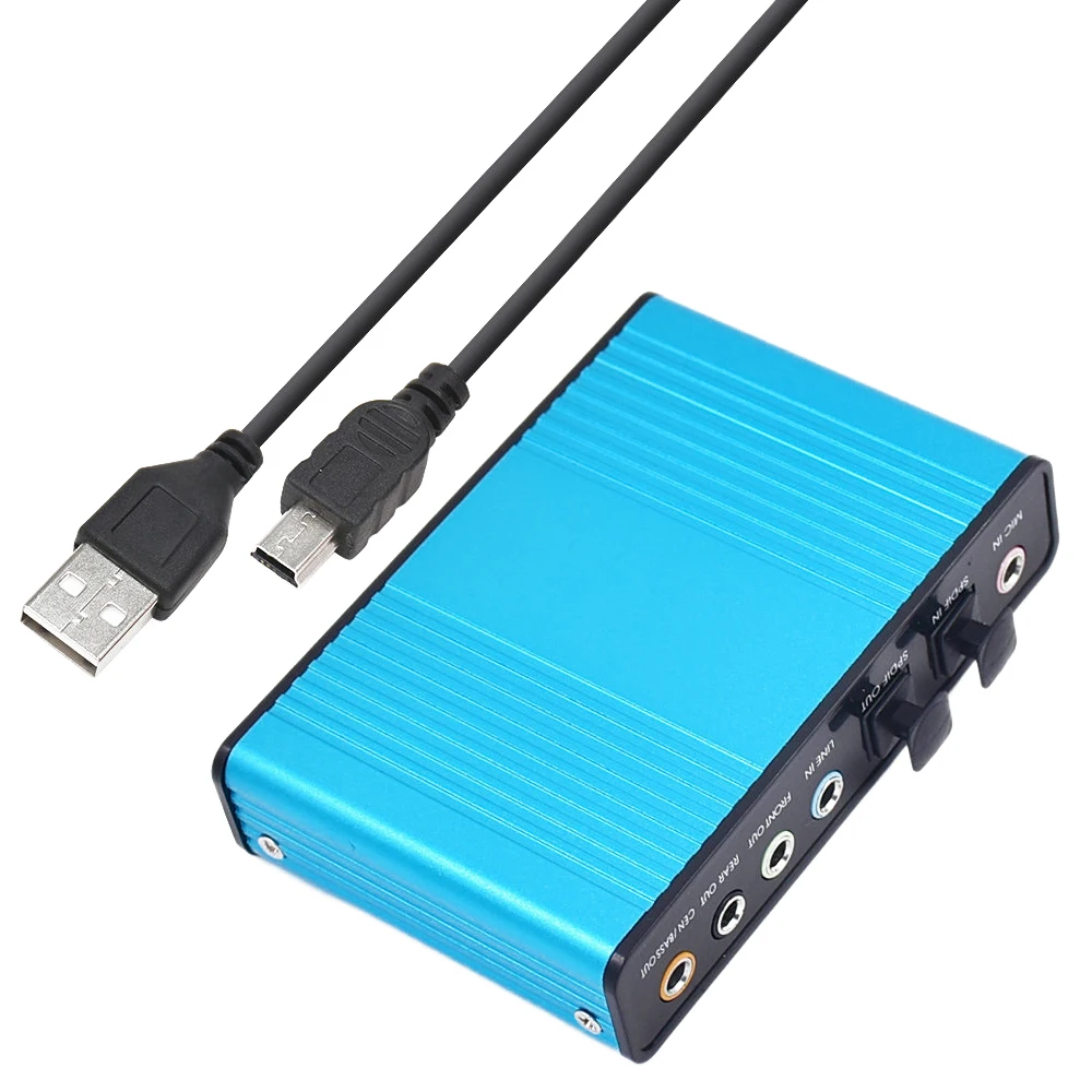 USB 6 Channel 5.1 / 7.1 Surround External Sound Card PC Laptop Desktop Tablet Audio Optical Adapter Card
