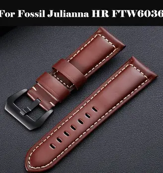 

Watchband 18mm 20mm 22mm 24mm Soft Calf Genuine Leather Watch Strap Alligator Grain Watch Band For Fossil Julianna HR FTW6036