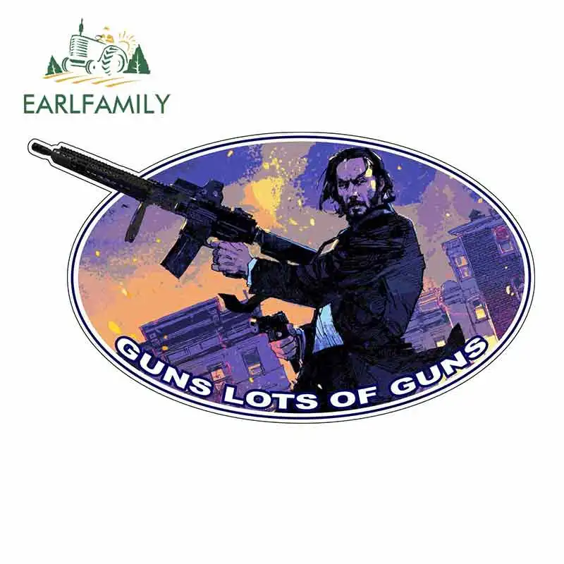 

EARLFAMILY 13cm x 7.5cm for John Wick Guns Lots of Guns Logo Car Stickers Vinyl JDM Waterproof RV VAN Fine Decal 3D Graphics