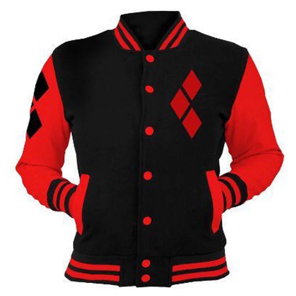 

2019 Suicide Squad Harley Quinn Cosplay Costumes Casual Sports Buttons Down Gym Sweatshirt ladies/Men Fleece Jackets
