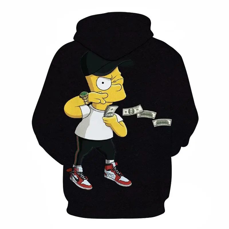 Спортивная мужская толстовка с принтом в стиле хип-хоп Симпсон, мужские/женские толстовки с капюшоном, пуловер большого размера с капюшоном, одежда