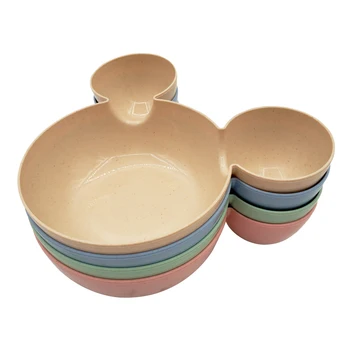 

Baby Tableware Cartoon Kids Divided Bowl Food Grade Eco Wheat Straw Children Plate Baby Feeding Dinnerware Eating Food Dishes