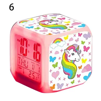 

Cute Colorful Cartoon Unicorn Alarm Clocks LED Light Alarm Clock Boys Girls Alarm Clock Toys Bluetooth Portable Plastic DC