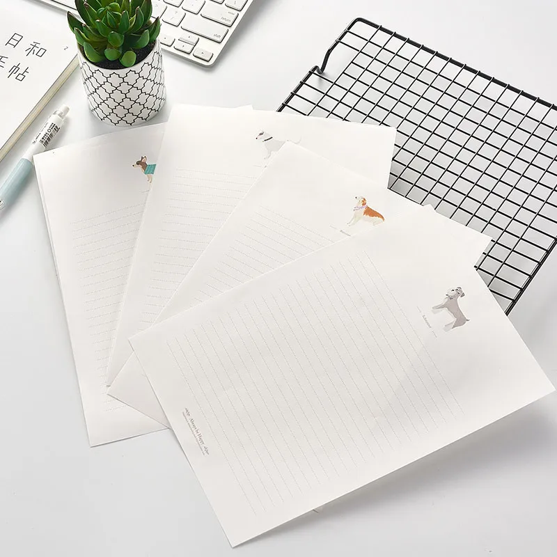Dog Letter Envelope Set Kawaii Simple Creative Cute Cartoon Art Kraft Paper Romantic Invitation Message Card Stationery Gift
