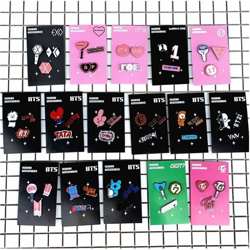 LLbts Bangtan Boys Acrylic Brooch Set Peripheral Same Style GOT7 TWICE Kpop Cute Cartoon Anime | Канцтовары для офиса и дома