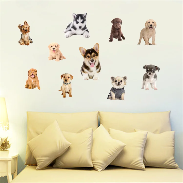 Модель Хаски стикер Детская комната декоративные обои для спальни Pet Shop 3D мультфильм наклейки