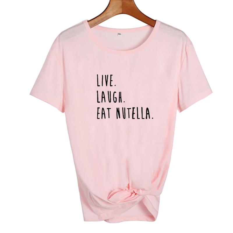 Женская футболка из хлопка топы с надписью Live klaw eat nutella Забавные футболки
