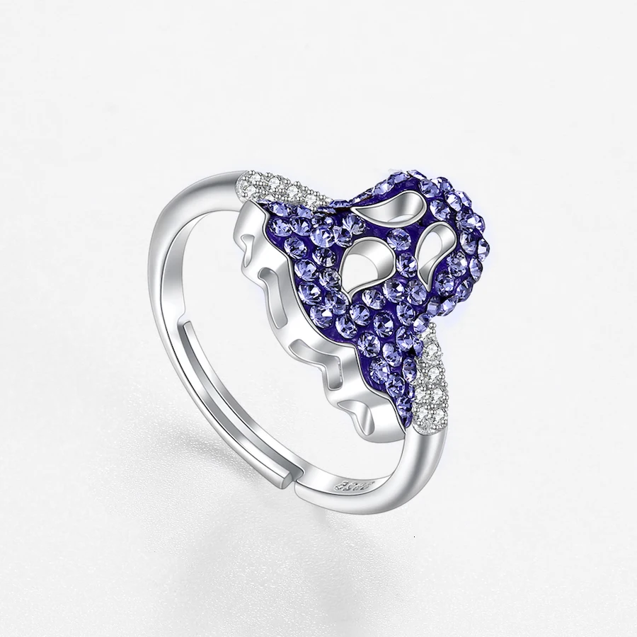 Кольцо с кристаллами Swarovski, милое привидение для женщин, новая мода, 925 пробы, серебро, роскошная открытая Праздничная бижутерия с кольцами, подарок для девочек
