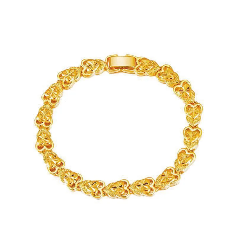 MxGxFam 18 см чистого золота цвет 24 к ювелирные изделия сердца браслет для женщин Cassical конструкции аллергии бесплатно XP ювелирные изделия