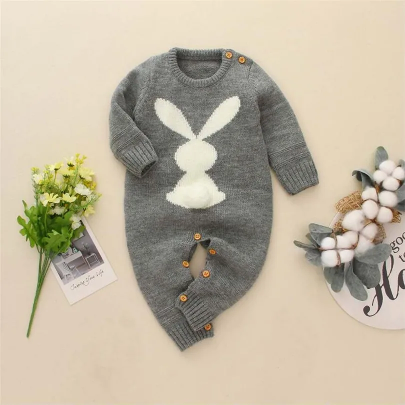 Knitted Baby Romper Girl Autumn Winter Newborn Baby Clothes Rabbit Animal Cotton Baby Boy Romper Infant Baby Jumpsuit For Boy