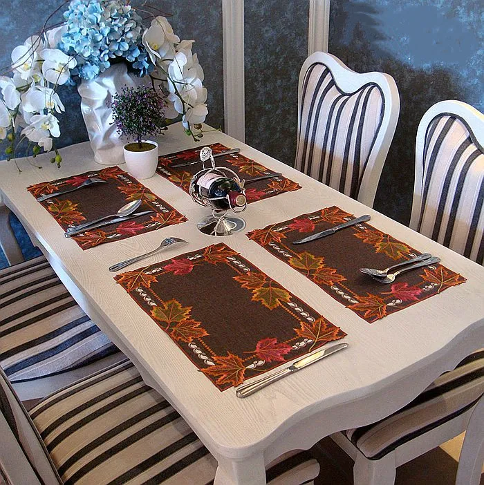 Embroidery Table Runners Maple Leaf Table Runners for Wedding Tea Table Home Party Jute Table Runner Placemat Table Decoration