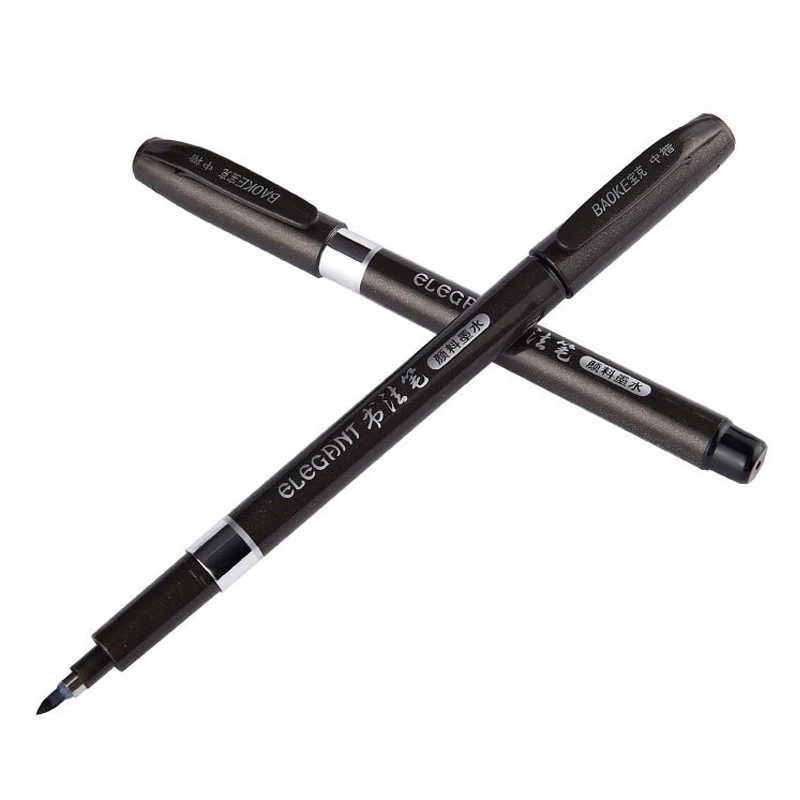 3 Pcs/Lot Baoke Calligraphy Pen Set Pigment Black Ink Small Medium Large Fiber Tip Caligraphy Set Smooth Writing School Supplies