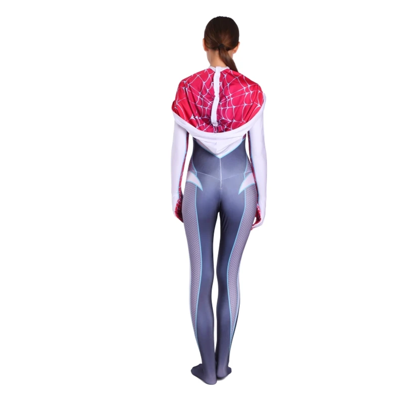 2020 The Amazing Spider Hero Cosplay Gwen Stacy Costume Spandex Zentai Mask Hoodie Spider Zentai Suit Anti-Gwenom for Women Girl 2020 The Amazing Spider Hero Cosplay Gwen Stacy Costume Spandex Zentai Mask Hoodie Spider Zentai Suit Anti-Gwenom for Women Girl