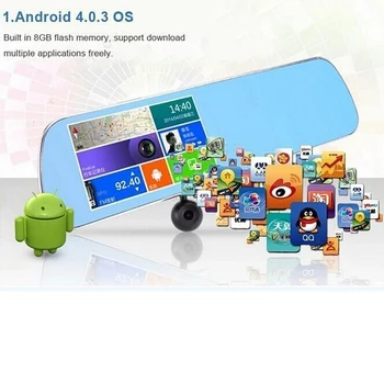 

5.0" IPS Car Rearview Mirror DVR Camera GPS Navigation Dash Camera 1080P Android 4.22 Video Recorder Dual lens Camera Free Map