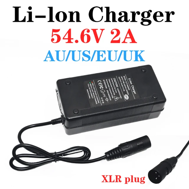 48V/54.6V 2A Lithium battery pack Charger 13S Scooter ebike li-ion battery  Charger With 3-Pin XLR Socket connector EU/US/AU/UK - AliExpress