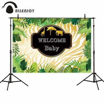 

Allenjoy Wild One Backdrop Spring Leaves Golden Zebra Pattern Elephant Jungle Theme Banner Welcome Baby Birthday Wall Photobooth
