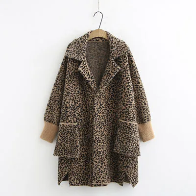Brown Leopard Новинка, Женское зимнее плотное теплое леопардовое пальто из искусственного меха, женская мода, мех норки, бархатная верхняя одежда, шерстяная длинная куртка, пальто большого размера - Цвет: Brown Leopard