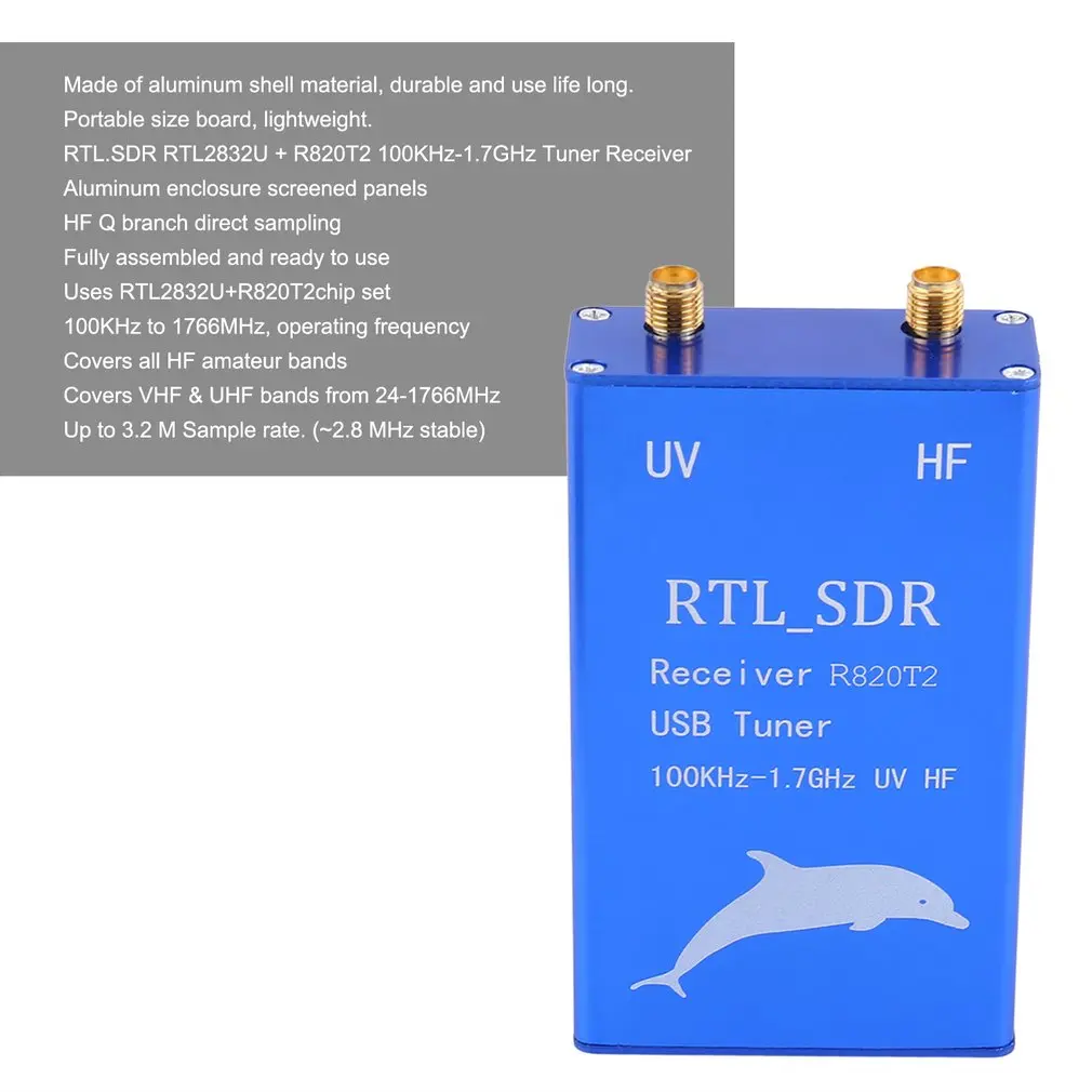 RTL.SDR USB Tuner Receiver RTL2832U+R820T2 Radio 100KHz-1.7GHz UHF VHF UV HF RTL SDR CW DSB LSB AM FM Radio Work with PC