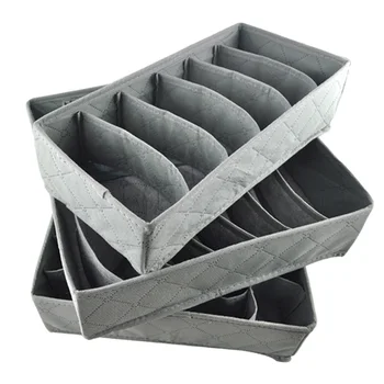 

3Pcs Bamboo Charcoal Storage Box Socks Ties Underwear Container Organizer - Grey
