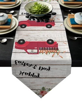 

Red Car Flower Rabbit Radish Table Runner Table Flag Home Party Decorative Tablecloth Table Runners