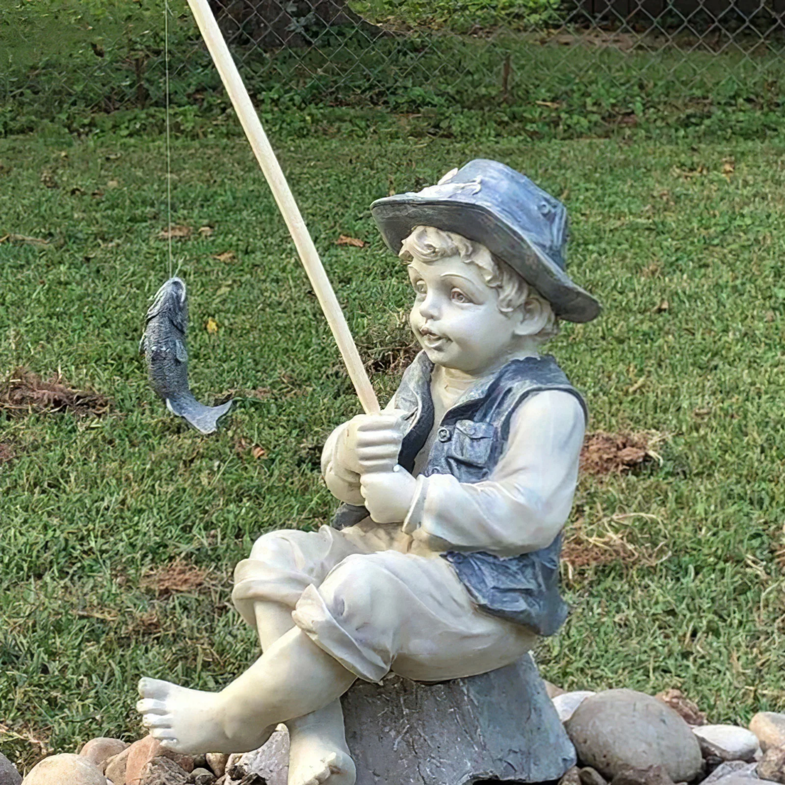 Boy Fishing Figurine
