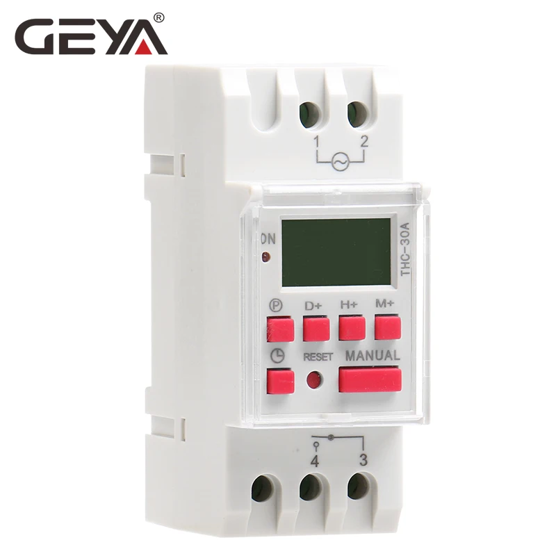 

GEYA THC-30A Electric Digital Timer Switch Programmable 30A AC DC 12V 24V 110V 220V 240V Electronic Timers 30A 1NO