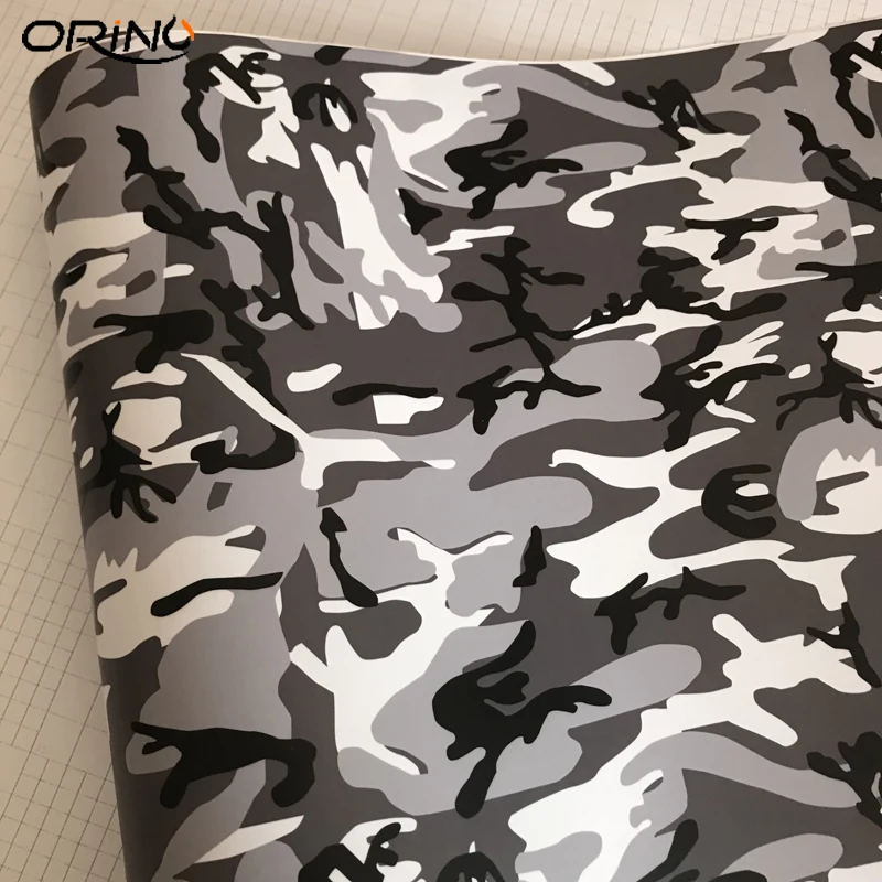 Black Grey Camouflage Vinyl Film Wrap-2