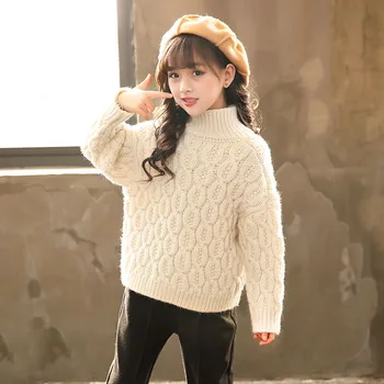 

Girl'S Sweater 2019 Spring New Style Childrenswear Solid Color High Collar Children Sweater Baby Base Shirt