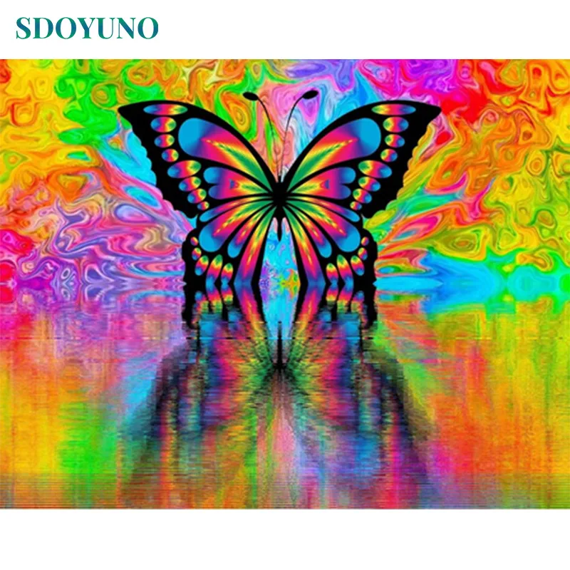 

SDOYUNO pictures by numbers 60x75cm DIY Frameless Animals Home Decor Painting By Numbers On Canvas Unique Gift