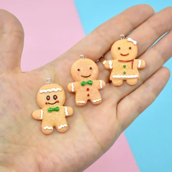 

10pcs Cute Simulation Biscuit People Resin Charms Patch For Jewelry Making Fashion Earring Pendant Keychain Floating Craft C178