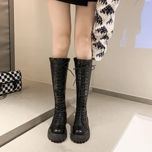 Botas femininas de sola grossa martin botas de inverno zíper feminino salto quadrado de sola grossa casual botas de equitação feminina não deslizamento de pelúcia