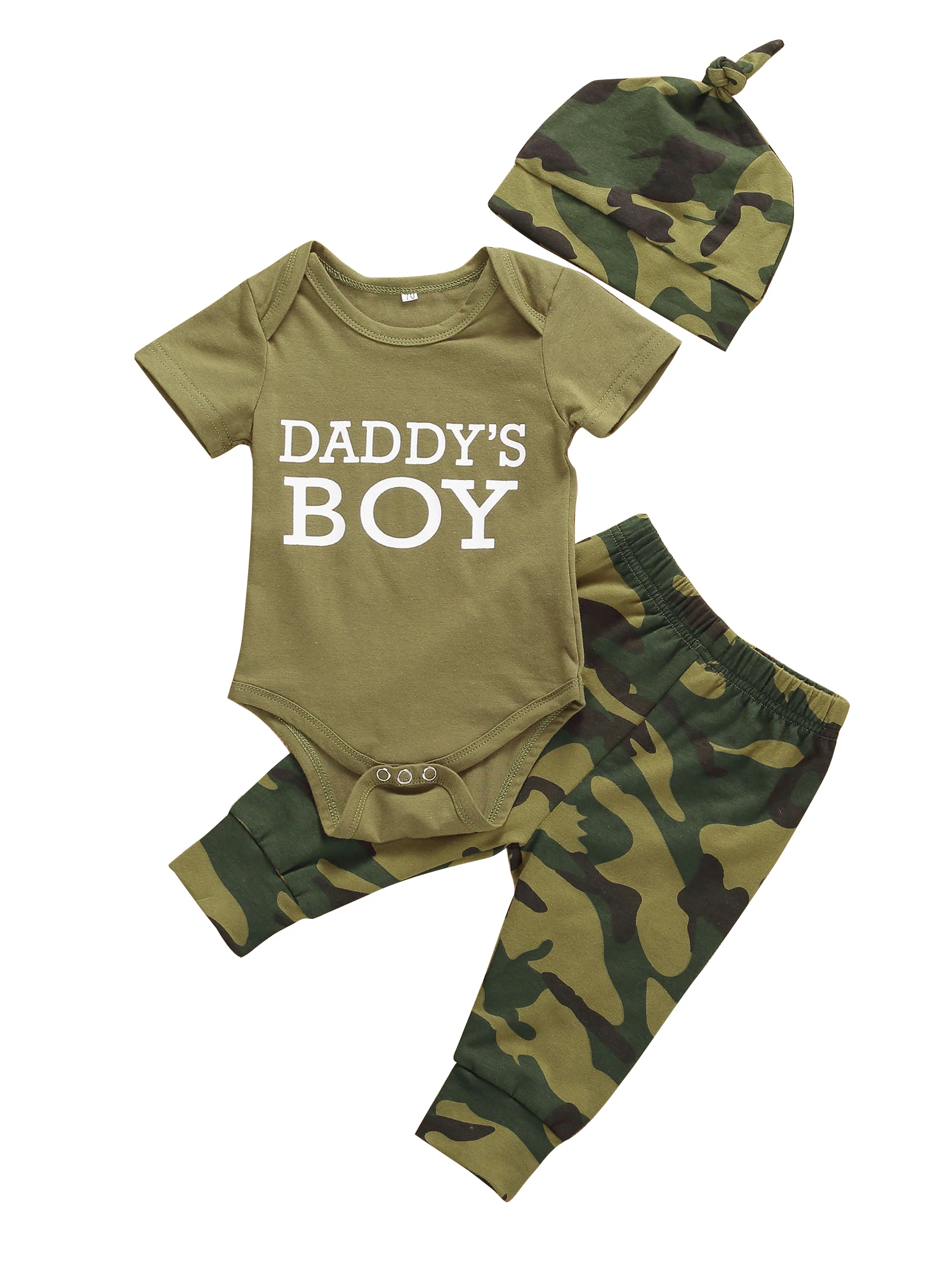 2020 Baby Summer Clothing Newborn Toddler Baby Boys Girl Camouflage Letter Tops+ Pants+Band/Hat Outfits Set Casual Outfits Set new baby clothing set	 Baby Clothing Set